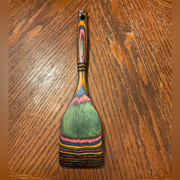 Beautiful Colorful Carved Heavy Wooden Kitchen Spatula! - Picture 9 of 16